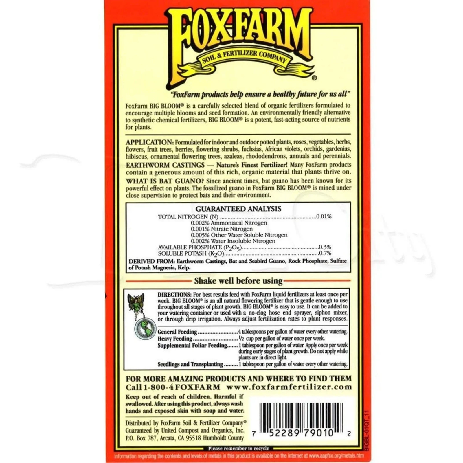 FoxFarm FX14091 Big Bloom Liquid Concentrate Organic Plant Food, 1 Pint gallery