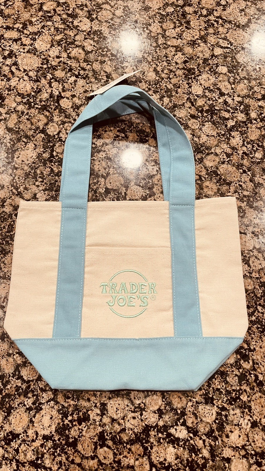 Trader Joe’s - Mini Pastel Canvas Tote Bag Set Of 4 NWT Blue Green Pink Purple gallery