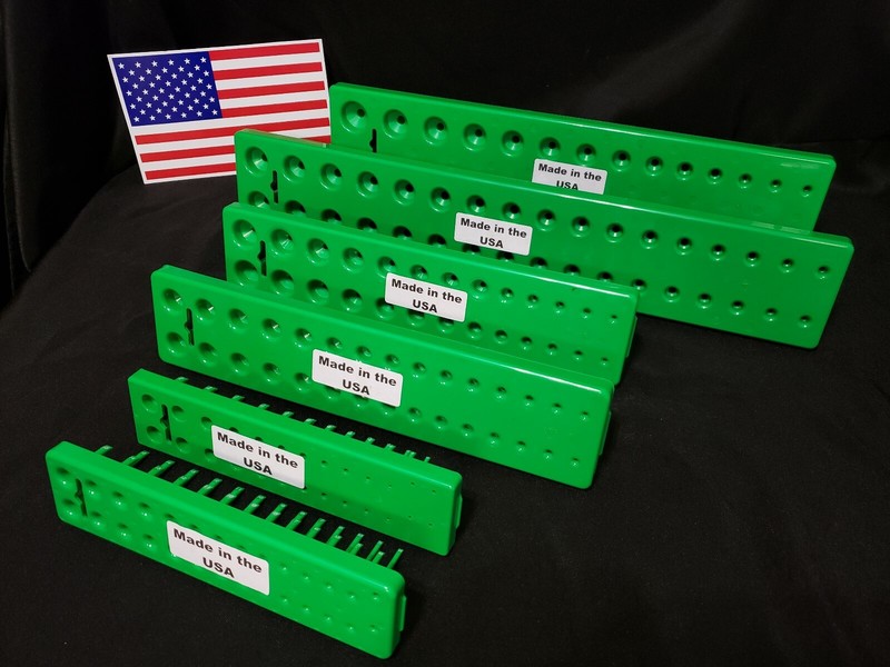 Hansen 6 Pc Socket Tray Metric SAE Tool Rack Holders 1/4" 3/8" 1/2" Green - USA gallery