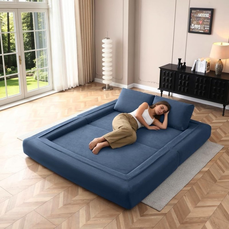 81'' Convertible Sofa Bed 3 in 1 Folding Floor Couch Corduroy Fold Out Couch gallery