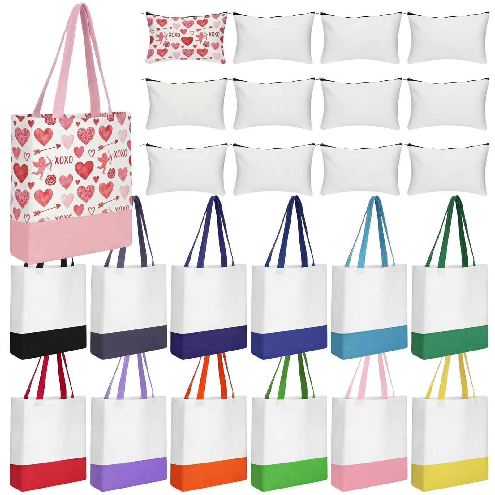 24 Pcs Canvas Tote Bag Bulk with Makeup Bag 13 x 15 Inches Medium 10 oz Light... gallery