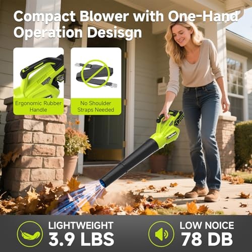 Leaf Blower Cordless, 500CFM/ 125MPH Lightweight Cordless Blower with 2X 4.0 gallery