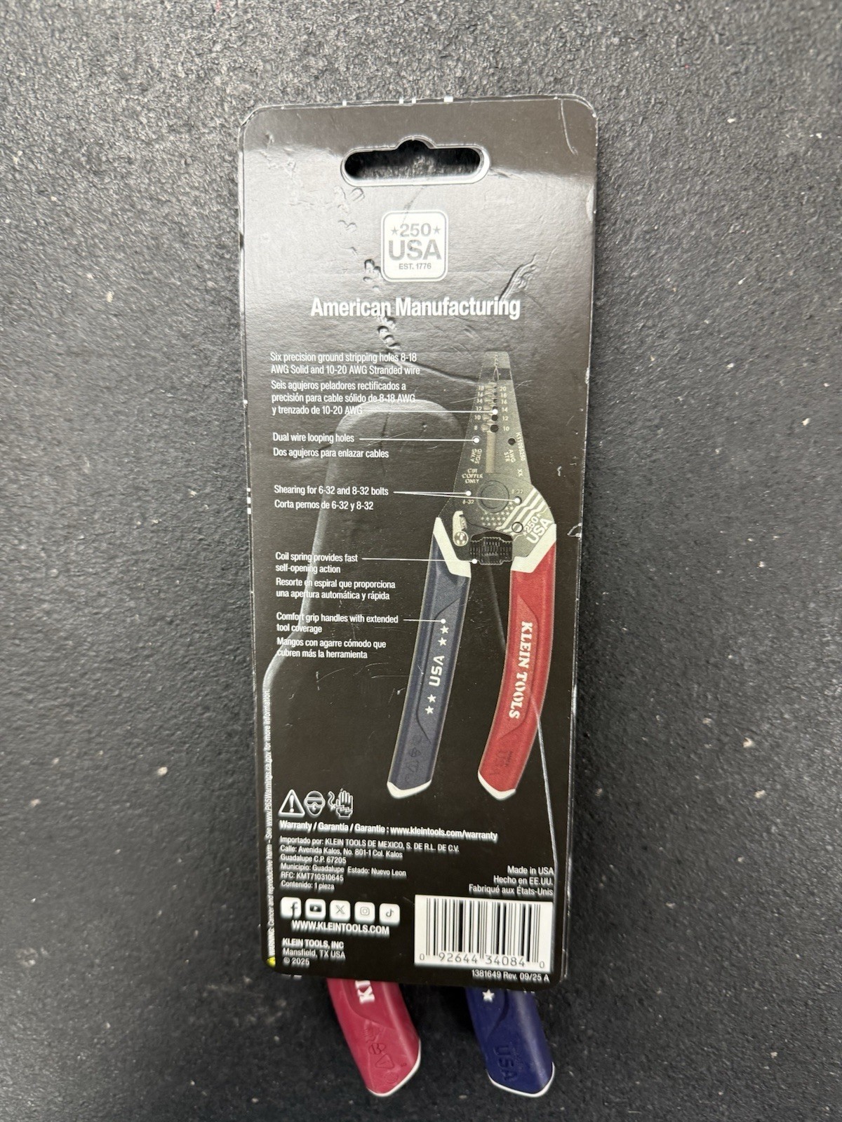 Klein Tools 250th Anniversary Piece Pliers Wire Strippers Red/White/Blue gallery