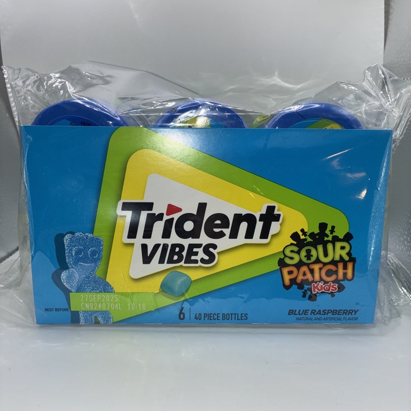 💥 Trident - Vibes Sour Patch Kids Blue Raspberry Chewing Gum - 6 bottles 240pcs gallery