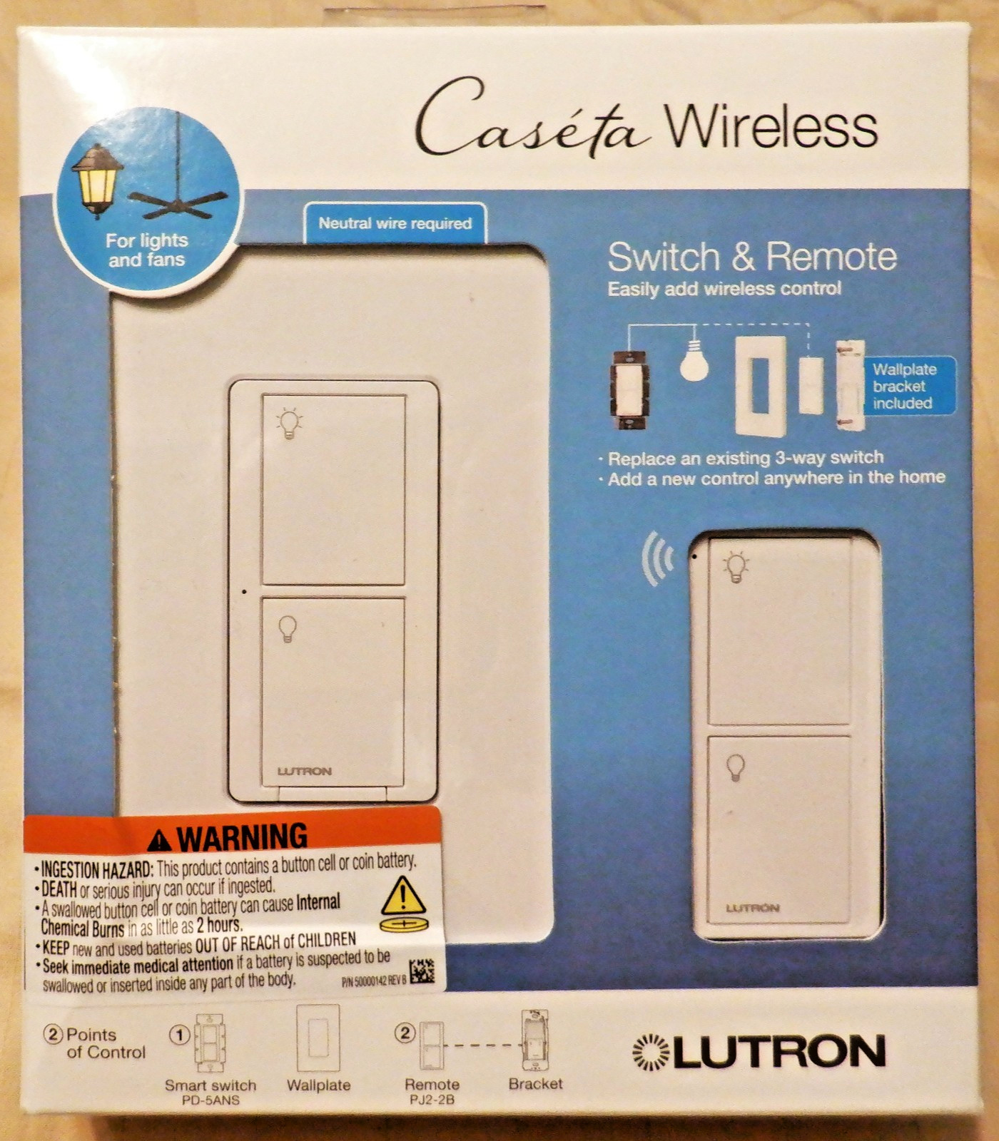 LUTRON Caseta Wireless Smart Dimmer & Remote Wall &Ceiling Lamp #P-PKG1WS-WH-R gallery