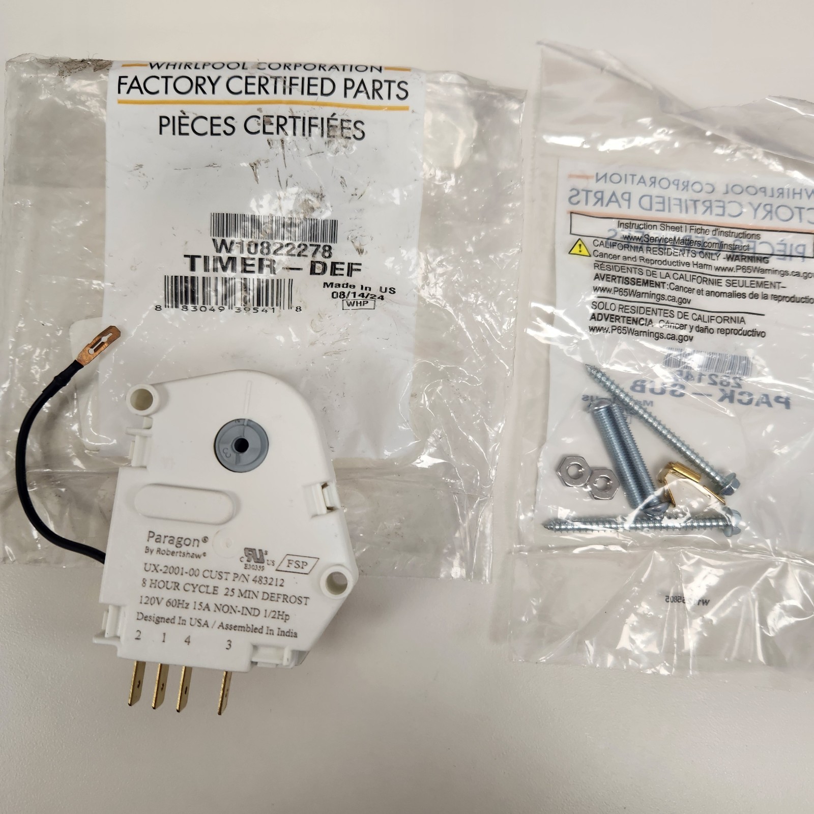 W10822278 Whirlpool Refrigerator Defrost Timer - FSP OEM New 007 gallery