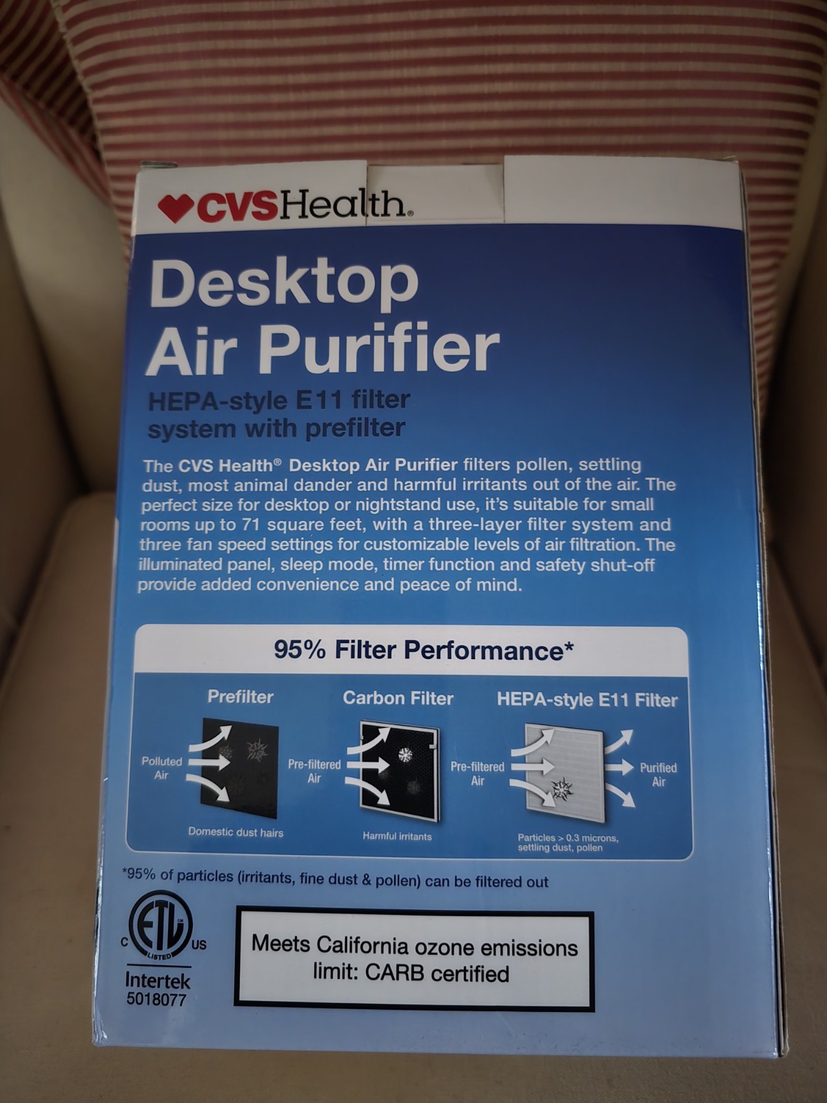 CVS Health Desktop Air Purifier HEPA Style* NO FILTER Included* Box &Instruction gallery