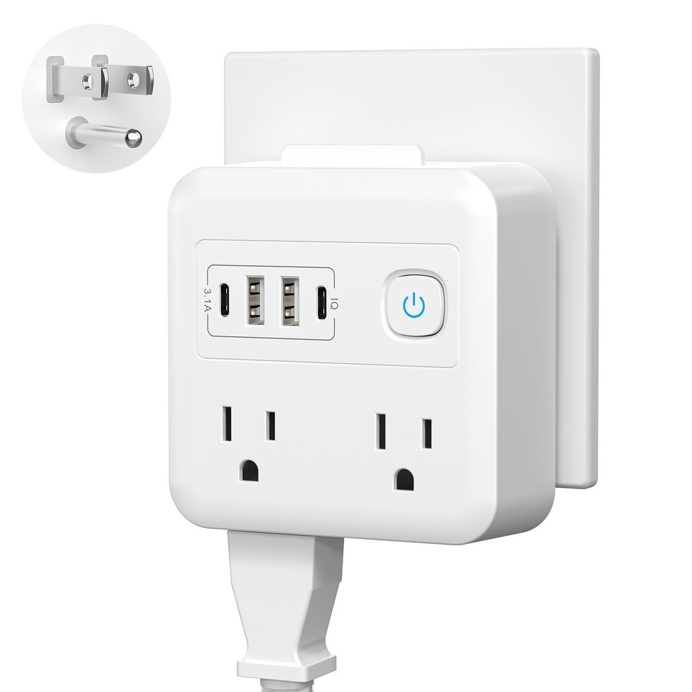 8-in-1 Multi Plug Expander, Outlet Extender with 4 Outlets & 4 USB Ports (2 U...