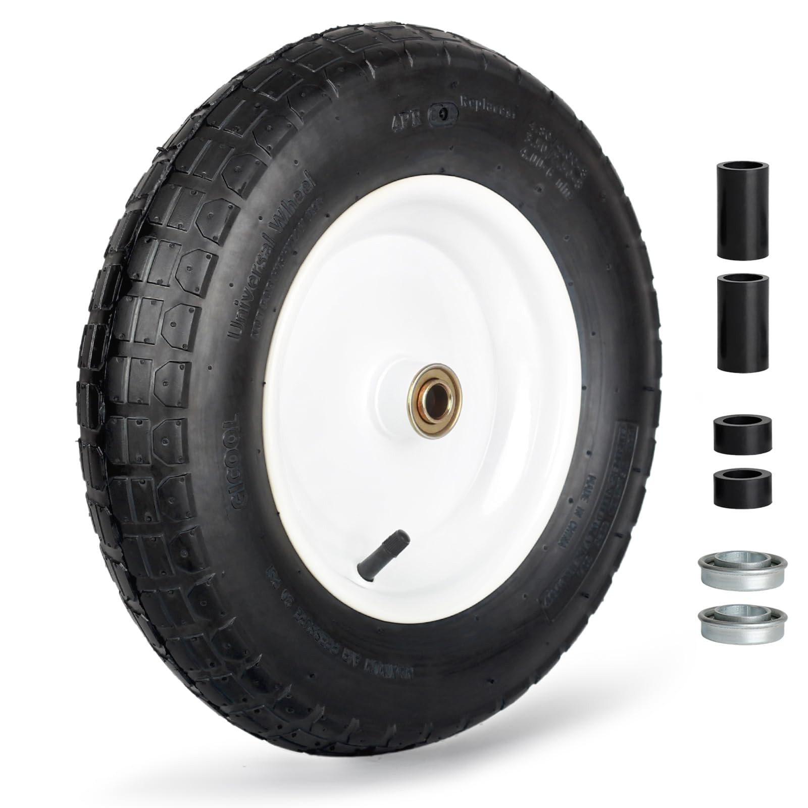 GICOOL Wheelbarrow Rubber Tire, 14-inch Pneumatic Wheel, 3"-6" Centered Hub, ... gallery