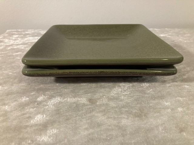 Tastefully Simple Small Square Plates Set of 2 Green 6" Square Appetizers gallery