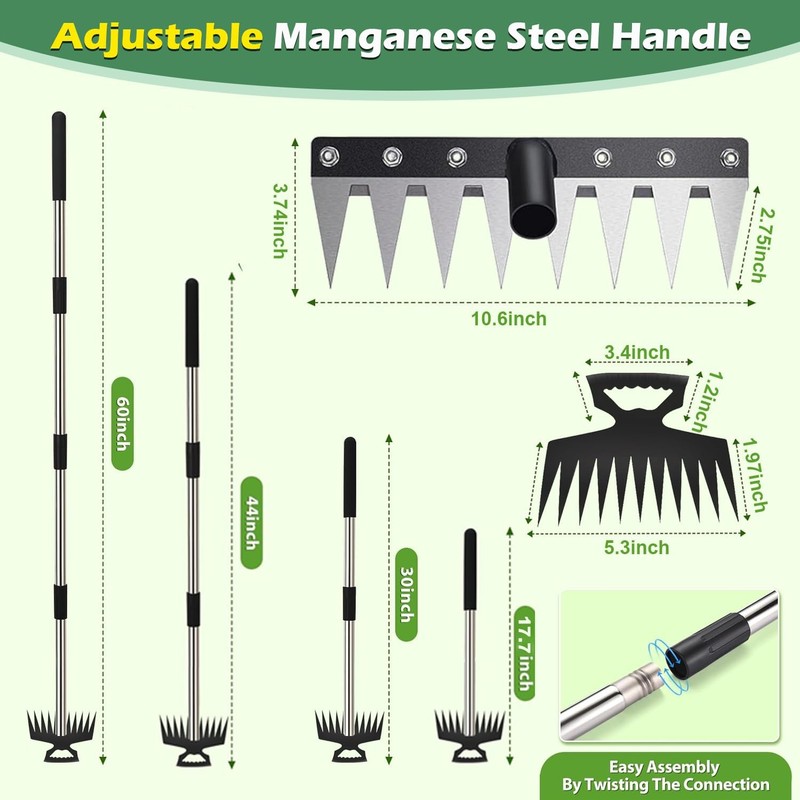 Weed Puller Tool with Long Handle, 60" Manual Weeder Remover Tool, 2 sliver gallery