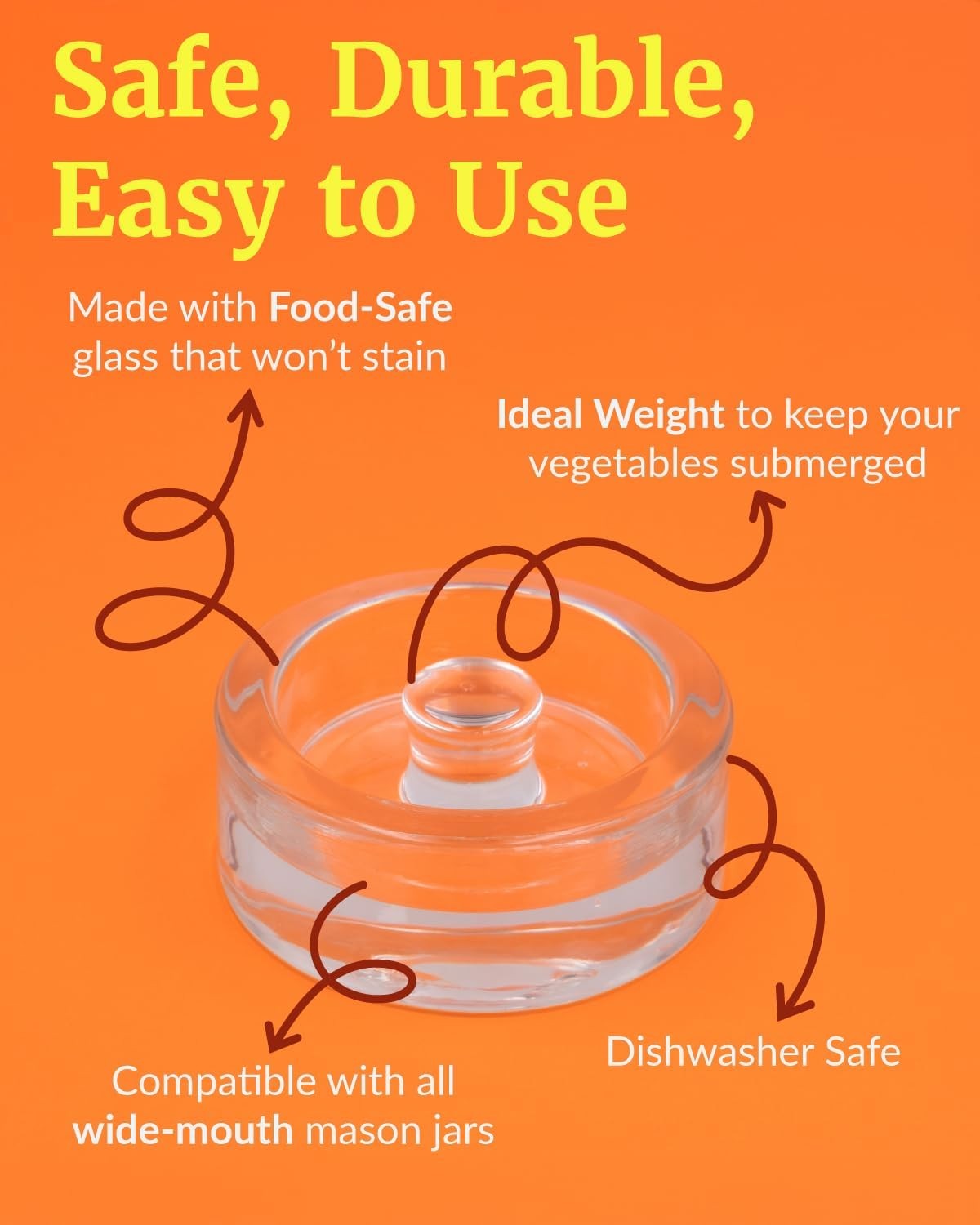 Elementi Glass Fermentation Weight Set of 4 - Easy Grip Fermenting Weights,... gallery