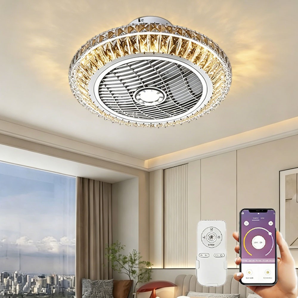 72 W Modern Fan Ceiling Lamp,LED Ceiling Fan with Lighting,Crystal Decorations gallery