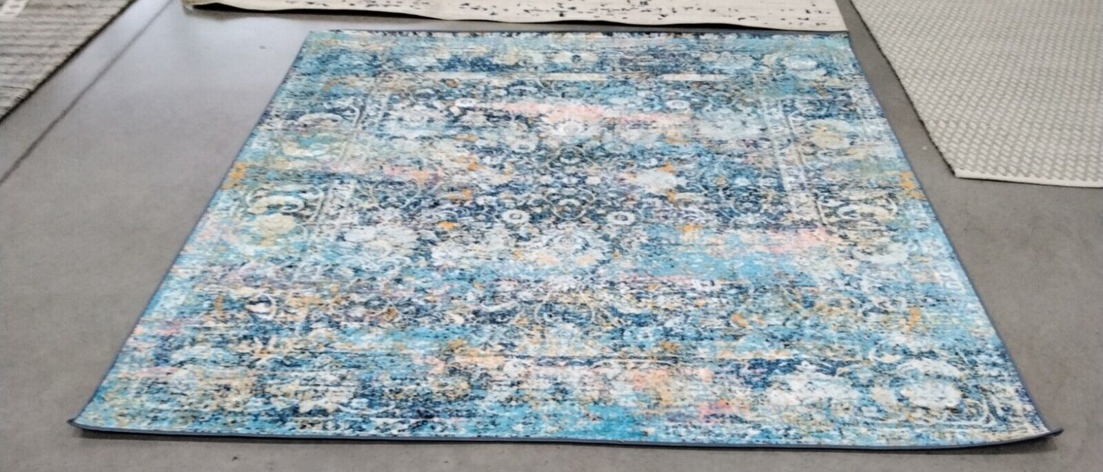 BLUE / GOLD 6'-7" X 6'-7"Square Stained Rug Reduced Price 1172734507 BAH168M-7SQ gallery