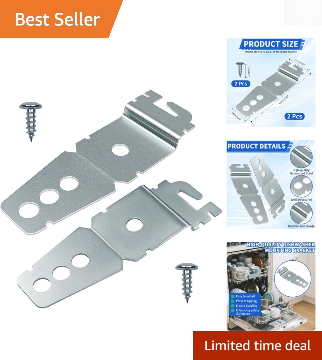 Dishwasher Mounting Brackets 2 Pack - Universal Fit for Major Brands gallery