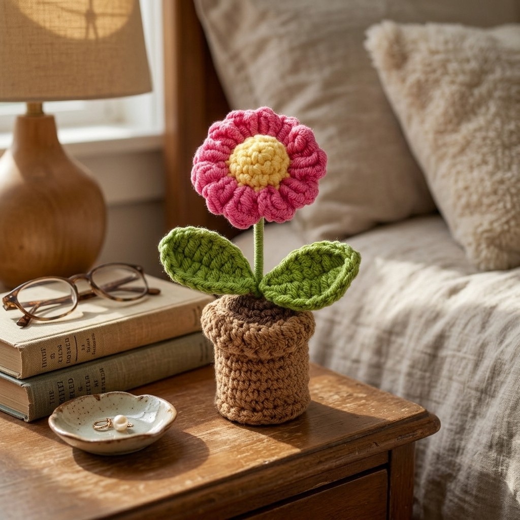 Cute Handmade Crochet Potted Flower Desk Decor gallery