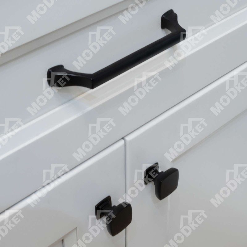 Solid Matte Black Modern Cabinet Pulls Knobs Handles Kitchen Bathroom Drawers gallery