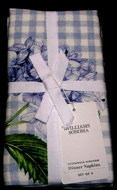 WILLIAMS SONOMA HYDRANGEA GINGHAM NAPKINS 100% COTTON TWILL SET OF 4 FOUR NWTAG gallery