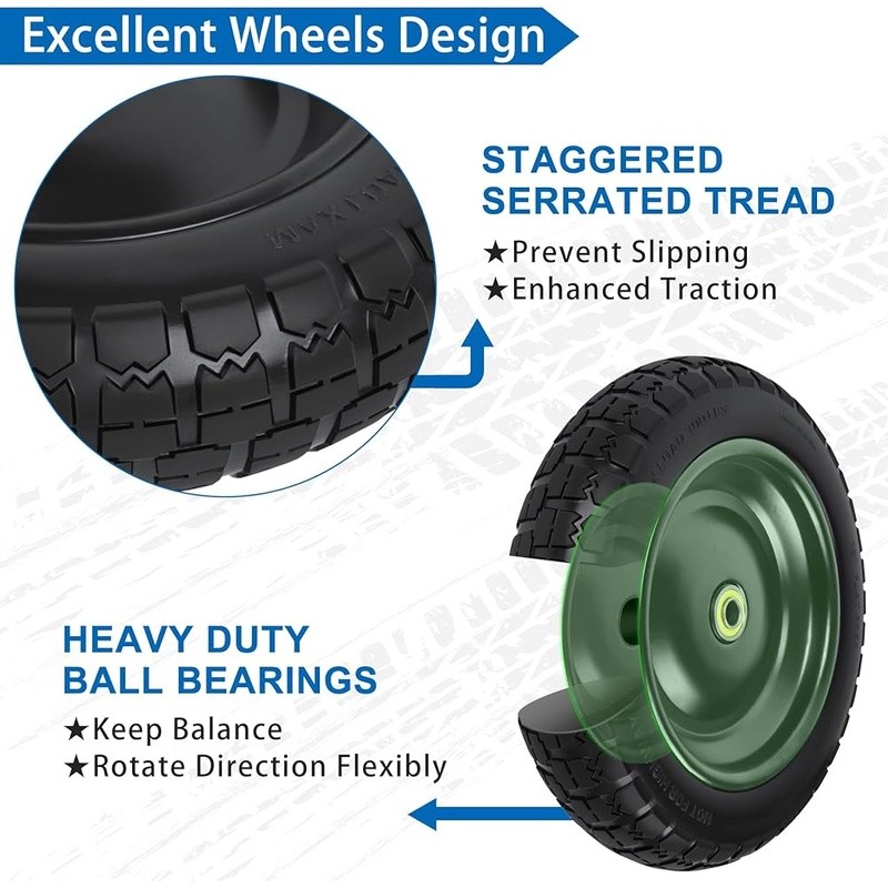 Solid Flat Free Wheelbarrow Tires Heavy Duty Replacement 4.00-6 Universal Fit US gallery