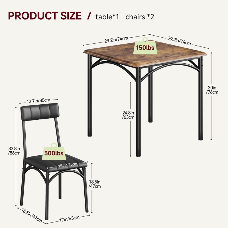 3 Piece Dining Table Set Kitchen Table and Chairs for 2, Kitchen Table Set gallery