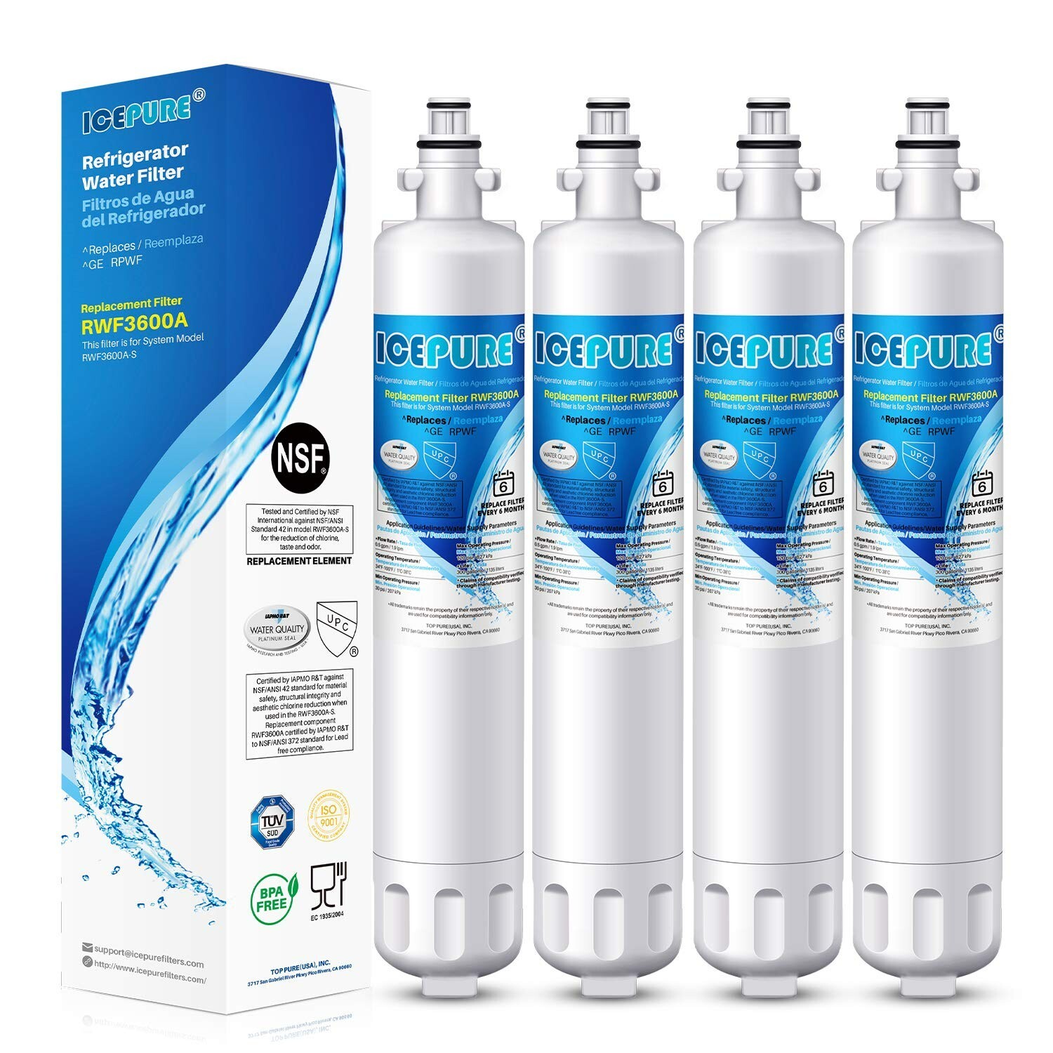 Replacement for GE RPWF WF277 RWF3600A Refrigerator Water Filter Icepure 4PACK gallery