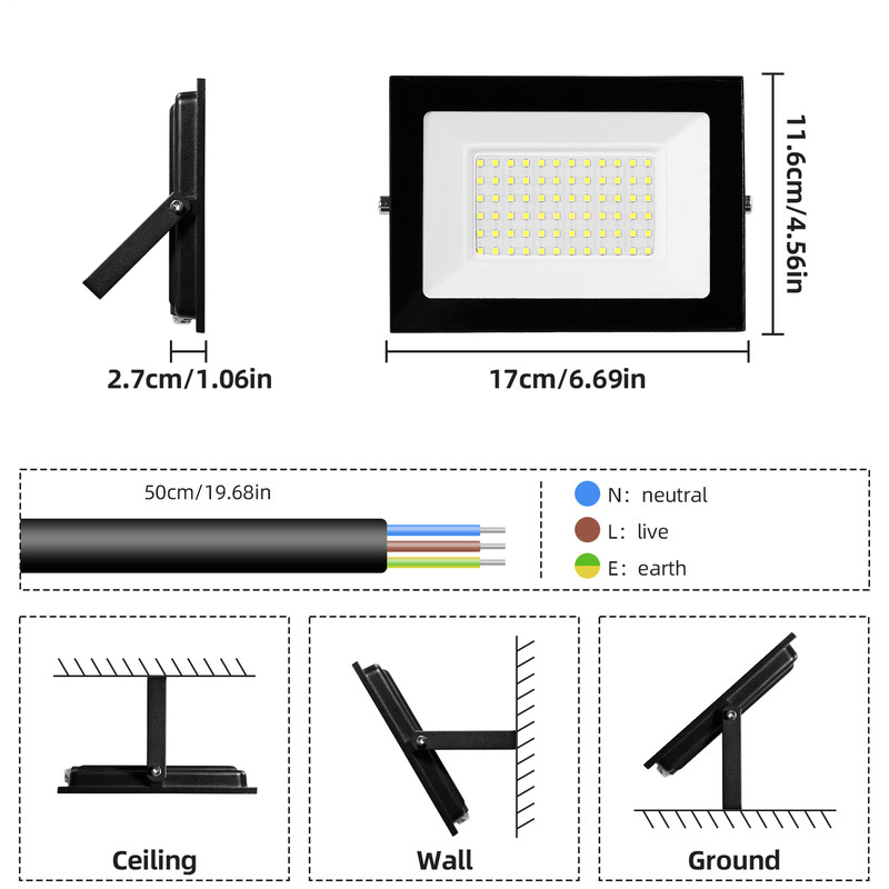 2x 50W LED Flood Light Work Light Super Bright 6500K IP66 Yard Garden Lamp 110V gallery