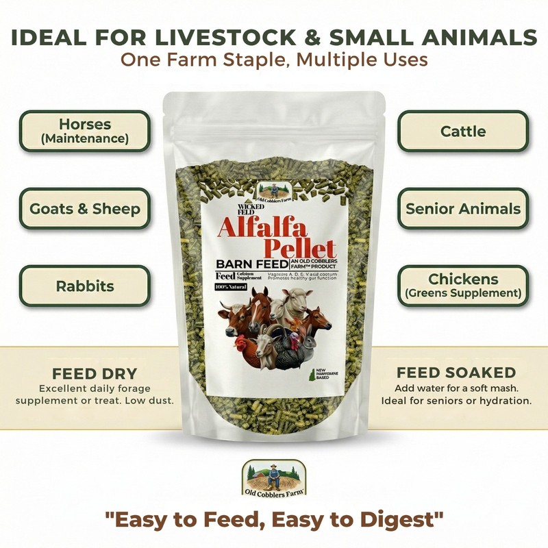 🌿 Old Cobblers Farm Alfalfa Pellets | High-Fiber Animal Feed for Livestock gallery