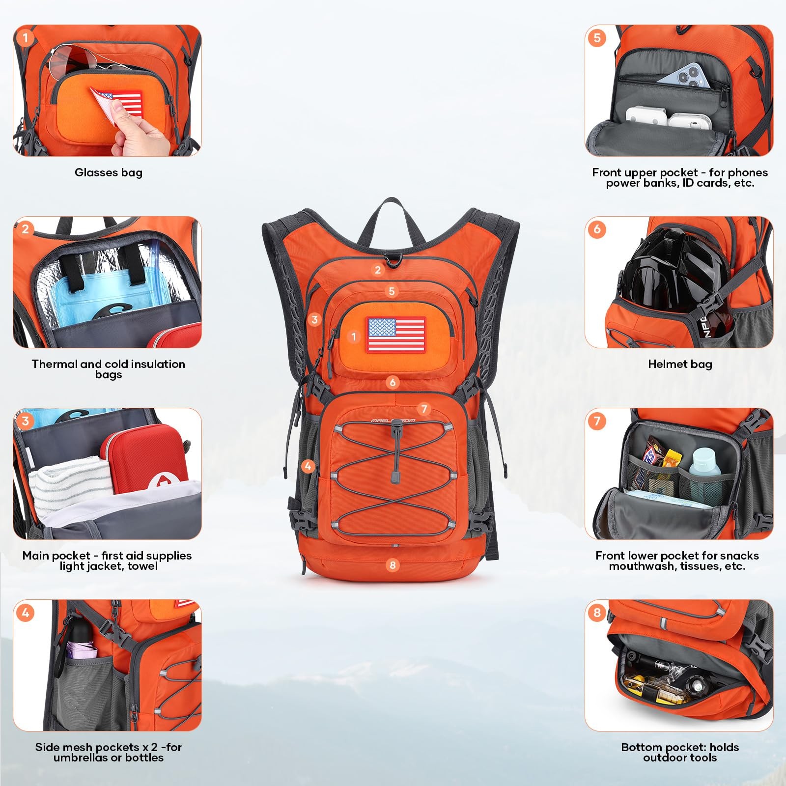 Hydration Hiking Backpack with 2L/3L Water Bladder, Water Running Backpack Me... 4