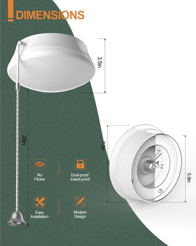 Flush Mount Ceiling Light with Pull Chain Surface Mount LED Light Fixture for... gallery