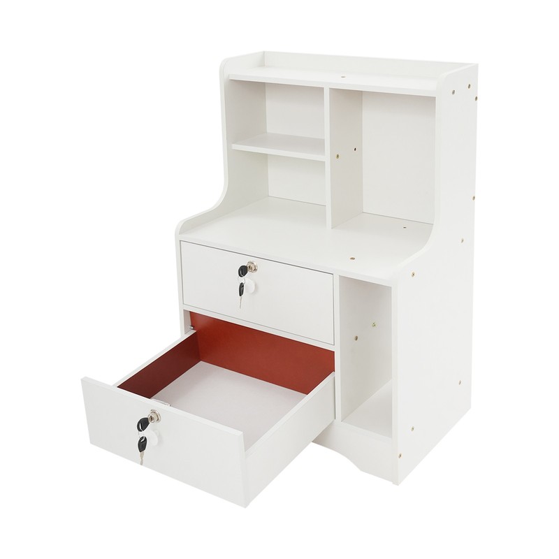 2 Drawers Side Table, White Storage Cabinet, Nightstand, Bedside Table W/ 4*Keys gallery