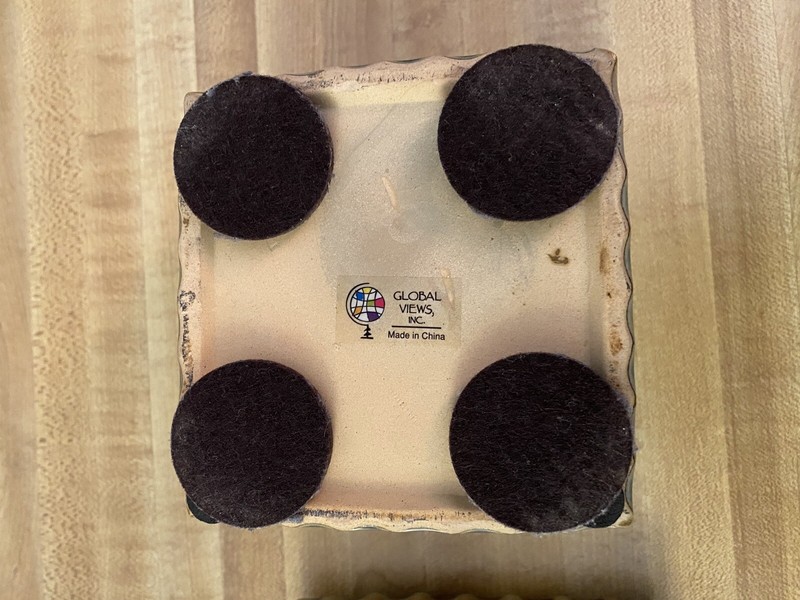Preowned Greenish-Brown Square Boxed Shaped Dish + Lid....Global Views INC....DB gallery