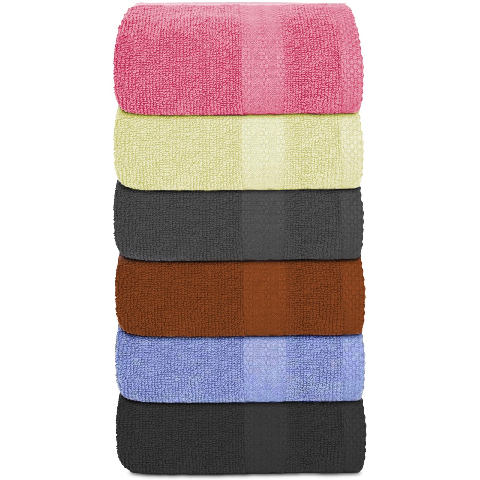 QUBA LINEN 100% Cotton Hand Towel Set – Soft, 16 x 28 (Pack of 6), Multicolor gallery