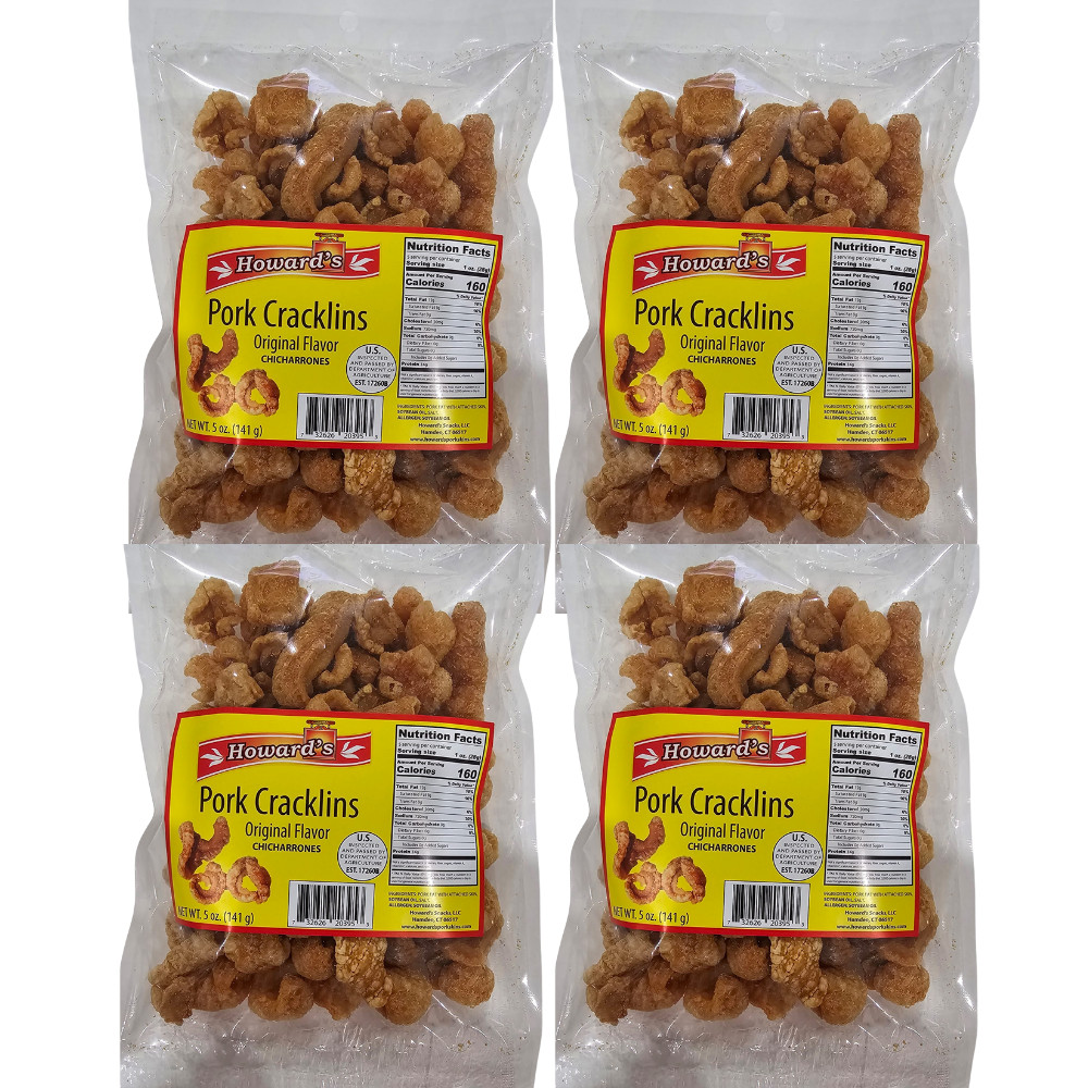 Howards Fried Pork Cracklins | Chicharrones | Original Flavor 5Oz - 4 Pack gallery
