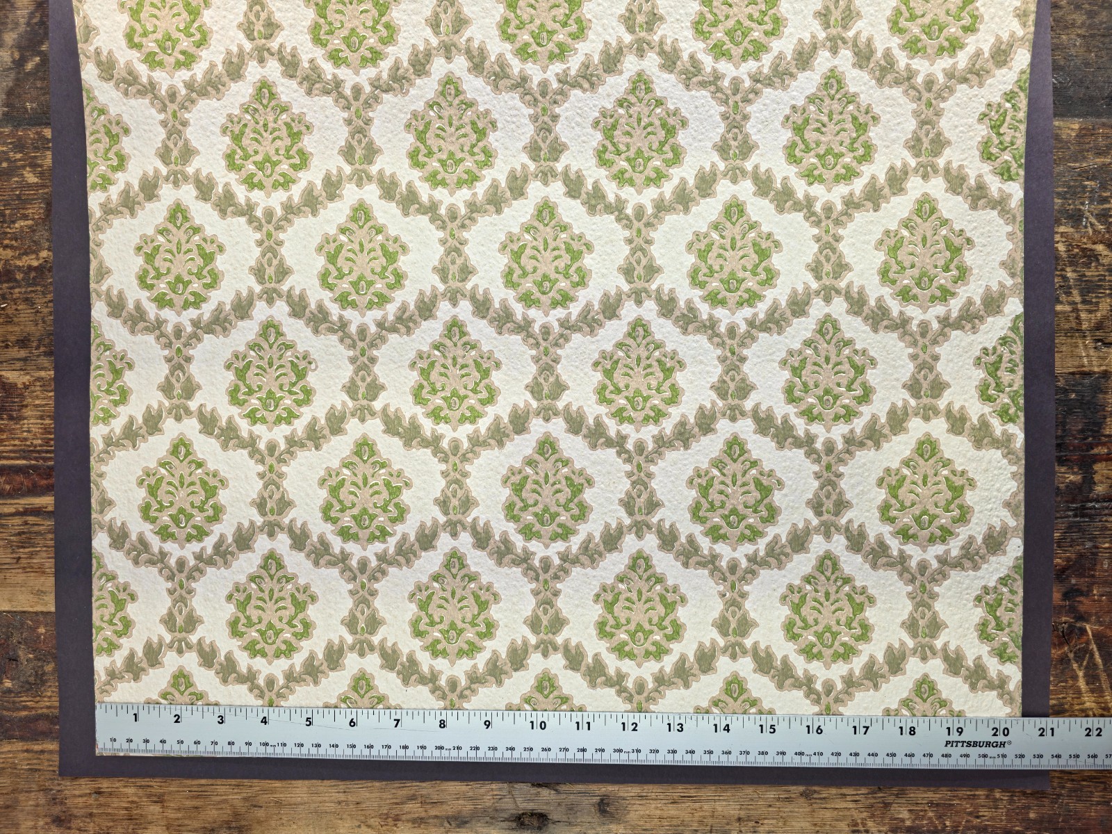 Authentic 1970s Vintage Wallpaper | Green & Gray Floral Geometric gallery