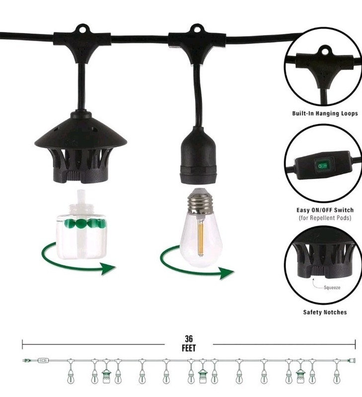 TIKI Brand BiteFighter LED String Lights-12 Bulbs & 3 Mosquito Repellent Pods gallery