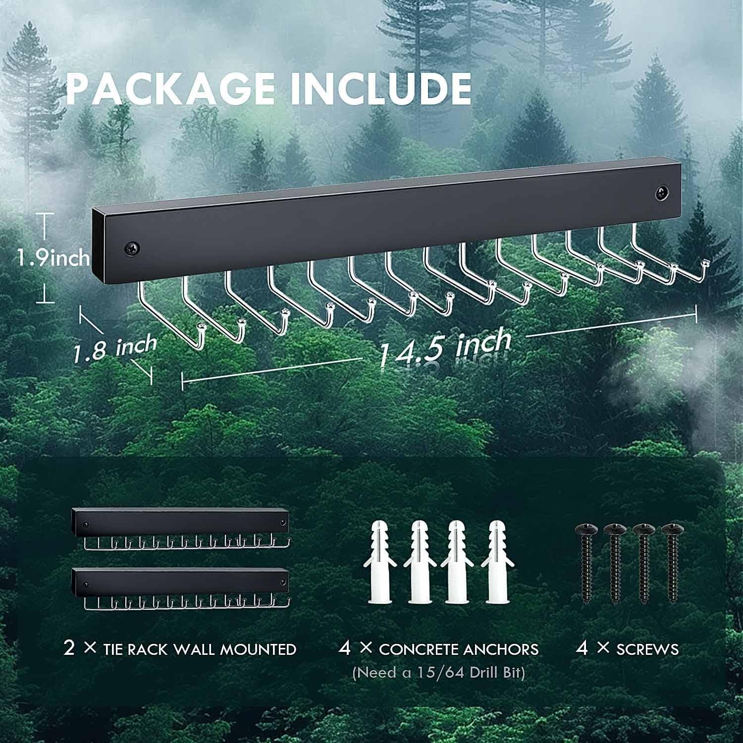 2Pack Tie Rack Wall Mounted Wooden Tie Hanger Tie Organizer for Men with 28 Hook gallery