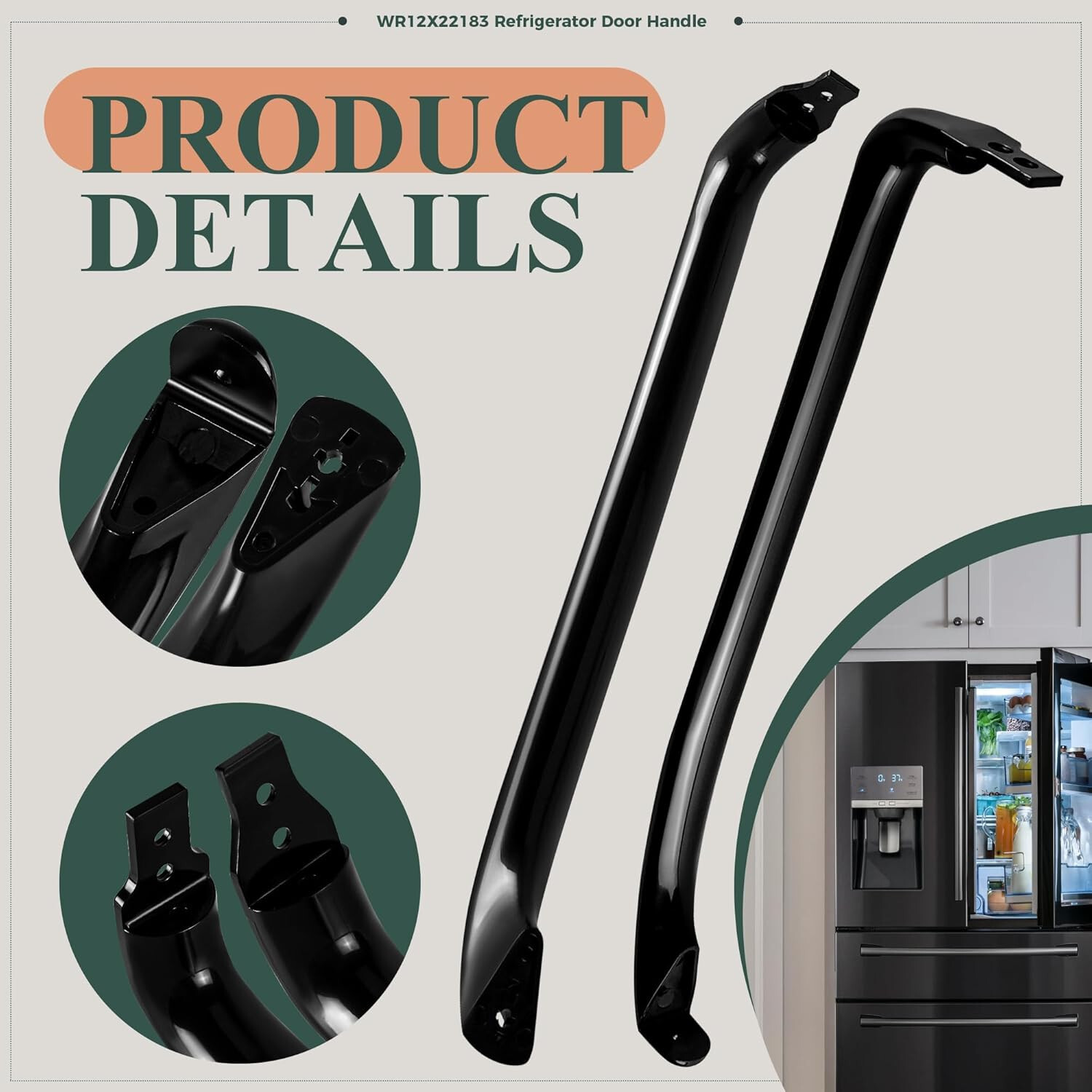 Refrigerator Door Handle Set WR12X22183 replace AP5948588 PS9494525 GTH18GBDCRWW gallery