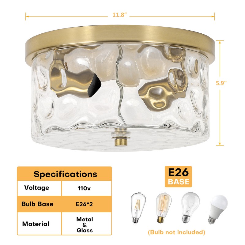 Modern Gold Semi Flush Mount Ceiling Light 12inch for Kitchen Hallway Bedroom gallery