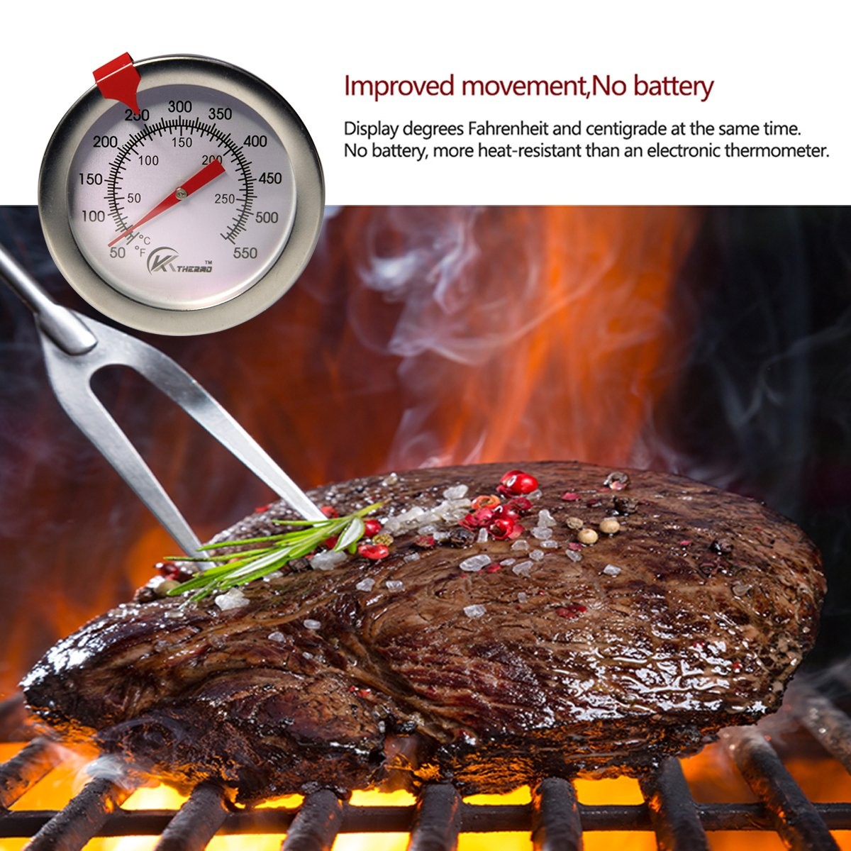 Deep Fry Thermometer With Instant Readdial Thermometer6 Stainless Steel Stem Me gallery