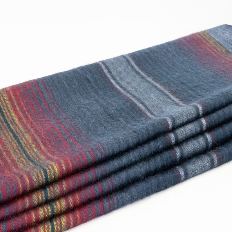 SOFT & WARM STRIPED ALPACA WOOL BLANKET QUEEN BED SOFA THROW MIDNIGHT BLUES gallery