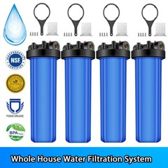 4 Pack Big Blue Whole House Water Filter Housing Sets – 4.5″ x 20″ w/ 1″ Port