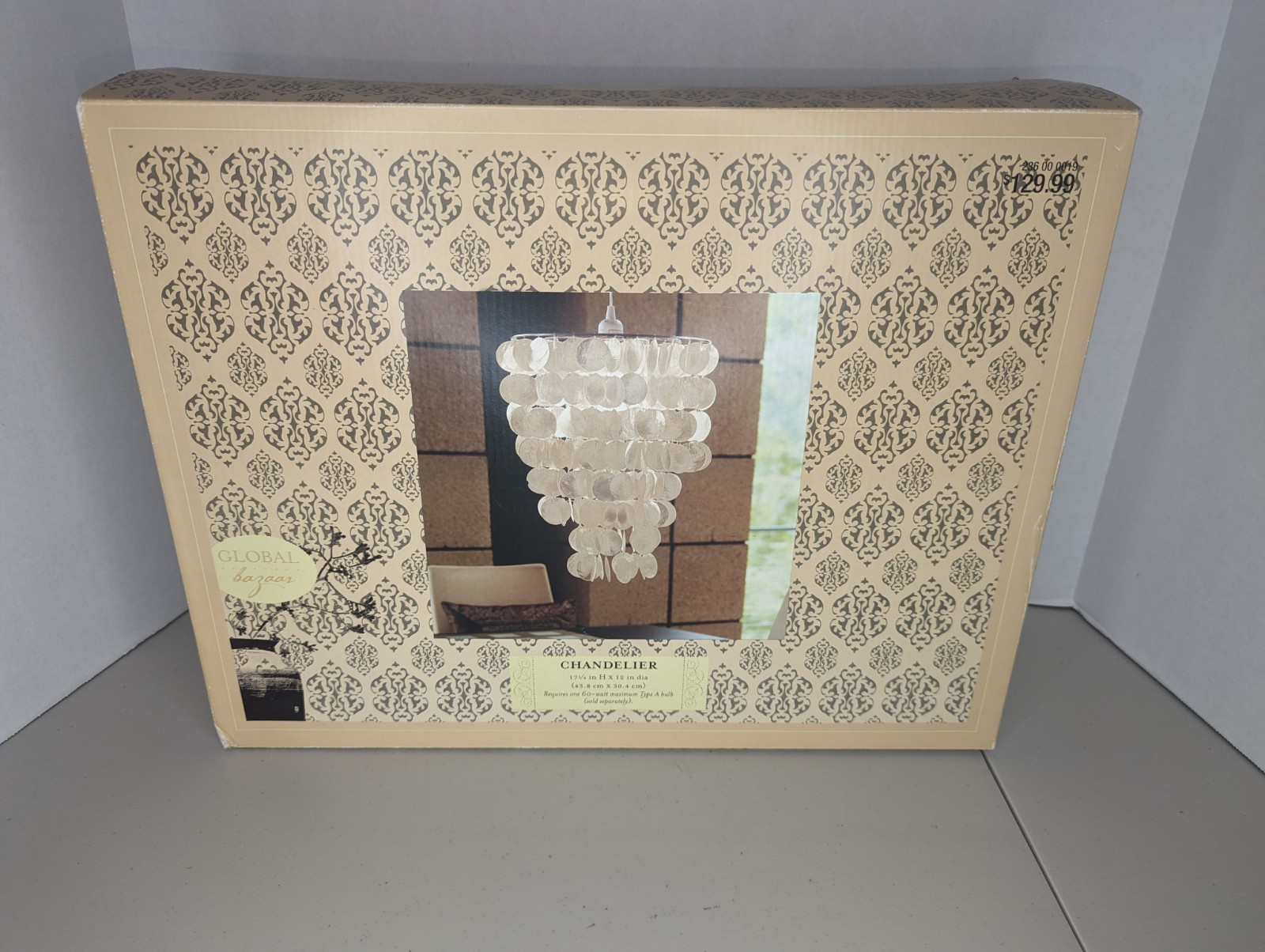 Global Bazzar White Capiz Shell 1 Light Chandelier 17.25"H x 12" Diameter Sealed gallery