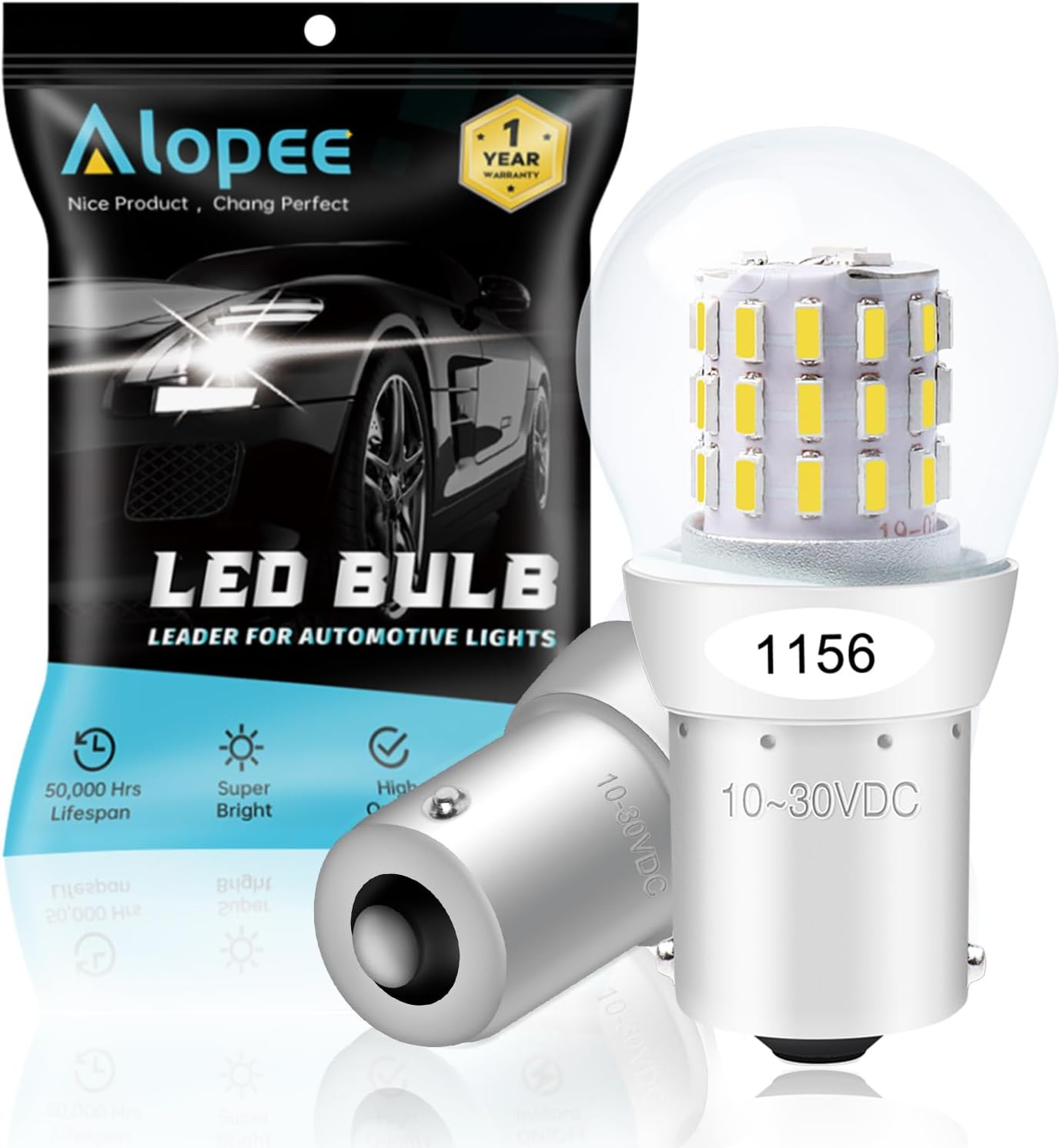 2Pcs 9-30V DC 1156 LED Bulb White Super Bright 1156 Light Bulb P21W 7506 1141 50 gallery