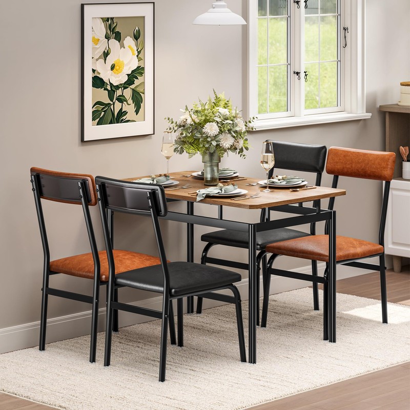5 Piece Dining Table Set for 4 Modern Home Wood Table Kitchen Table and 4 Chairs gallery