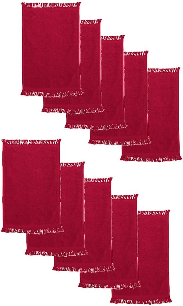 - Fringed Reversible Fingertip Towel Cotton Size: 11in W x 18in L (10 Pack) gallery