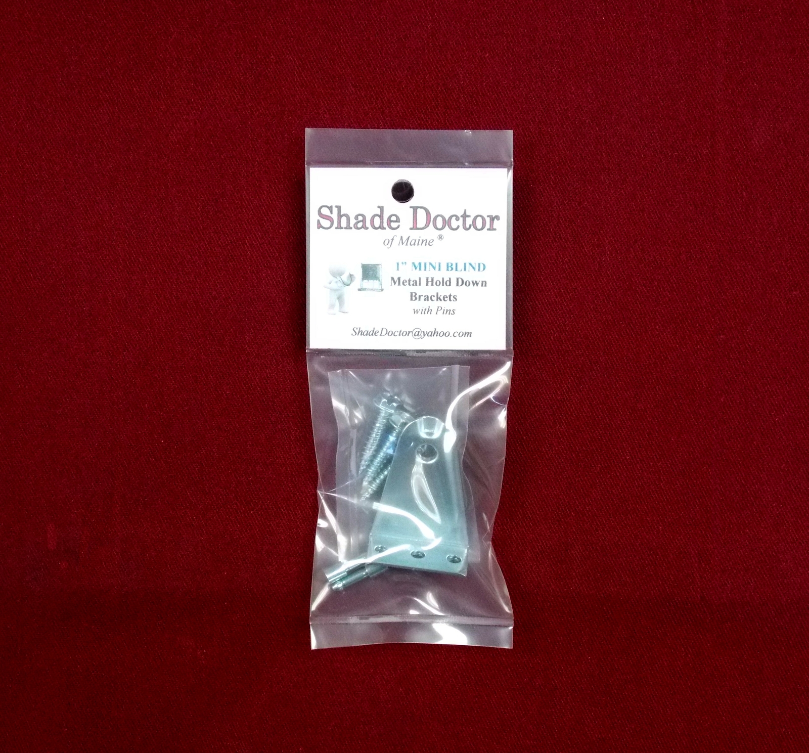 All Metal 1" Mini Blind HOLD DOWN BRACKETS + BOTTOM PINS for Doors gallery