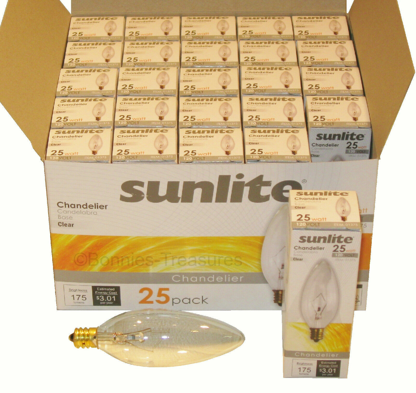 SUNLITE 25-pack 25W TORPEDO Light Bulb E12 Candelabra Base Chandelier 25 Watt gallery