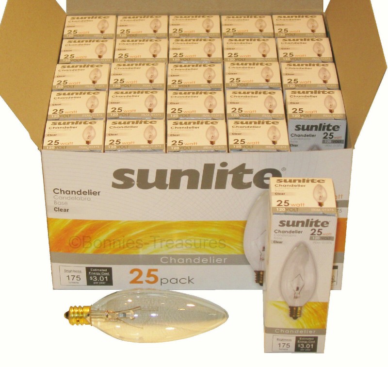 SUNLITE 25-pack 25W TORPEDO Light Bulb E12 Candelabra Base Chandelier 25 Watt gallery