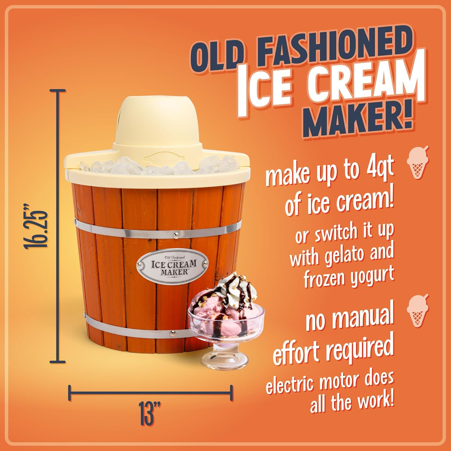 Electric Ice Cream Maker - Old Fashioned Soft Serve Ice Cream Machine Makes Froz gallery