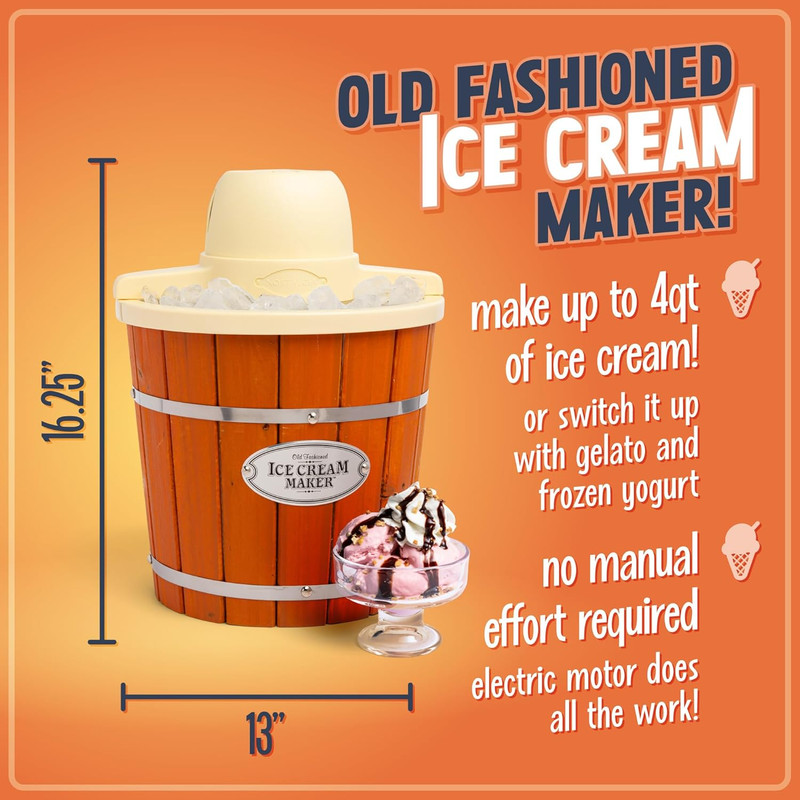 Electric Ice Cream Maker - Old Fashioned Soft Serve Ice Cream Machine Makes Froz gallery